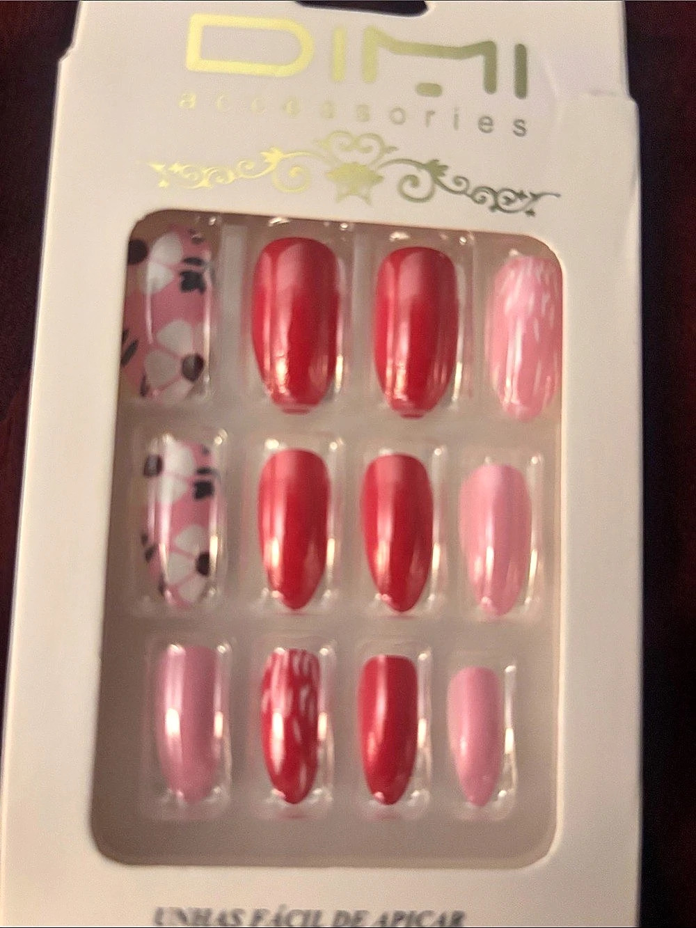 DIP Press-On Nails Pink & Red NWT